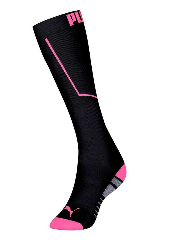 Puma - Meia 3/4 Compressão Esportiva Puma 4410-001/002 556-Preto-Pink-Fluor