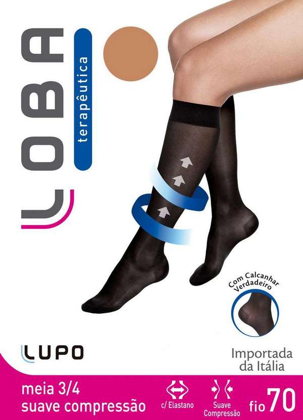 Lupo - Meia 3/4 Suave Compressão com Ponteira Loba 59700-002 6540-Pó-De-Arroz 5