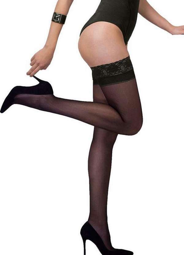 Demillus - Meia 7/8 Dantelle com Renda 1630 54-Preto-Noite