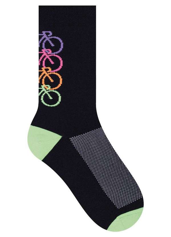 Selene - Meia Corrida Selene 4965-001 500-Preto-Verde-Fluor