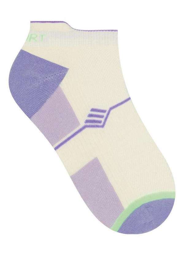 Selene - Meia Esportiva Cano Curto Selene 4780-002 502-Marfim-Lilás