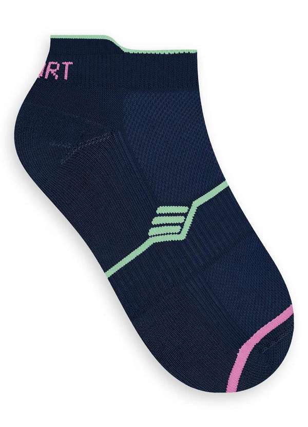 Selene - Meia Esportiva Cano Curto Selene 4780-002 500-Marinho-Verde-Fluor