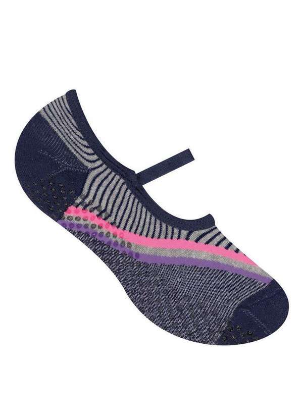 Selene - Sapatilha Antiderrapante Pilates Selene 7850-003 505-Cinza-Mescla-Marinho