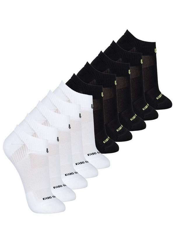 Lupo - Kit 10 pares de Meias Performance Corrida Lupo 3350-003 Branco-Preto