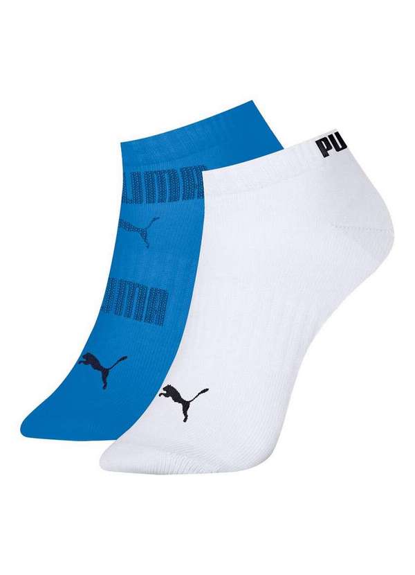 Puma - Kit 2 pares de Meias Esportiva Cano Curto Puma 4560-001/002 993-Azul-Branco