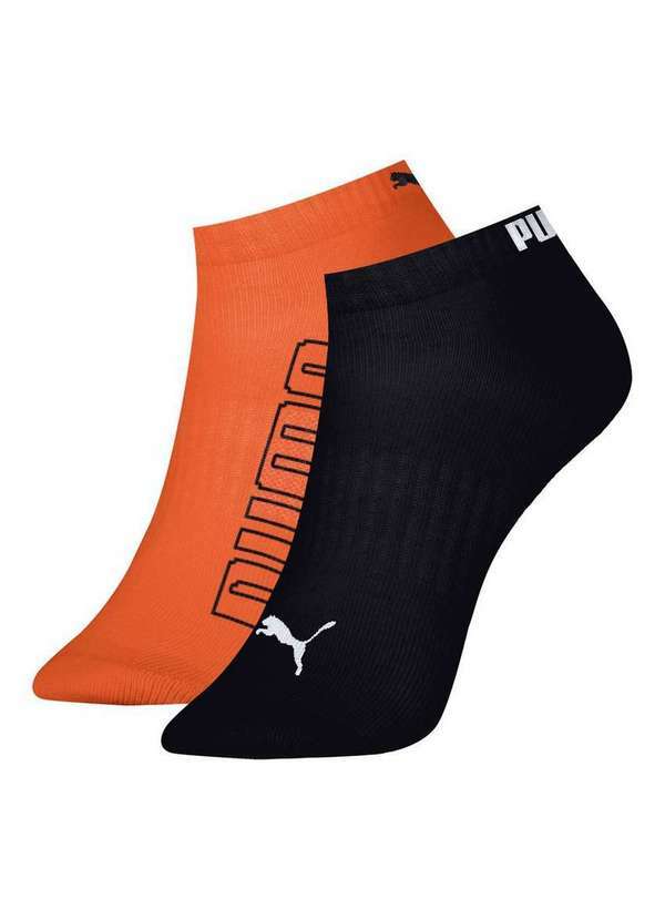 Puma - Kit 2 pares de Meias Esportiva Cano Curto Puma 4560-001/002 992-Laranja-Preto