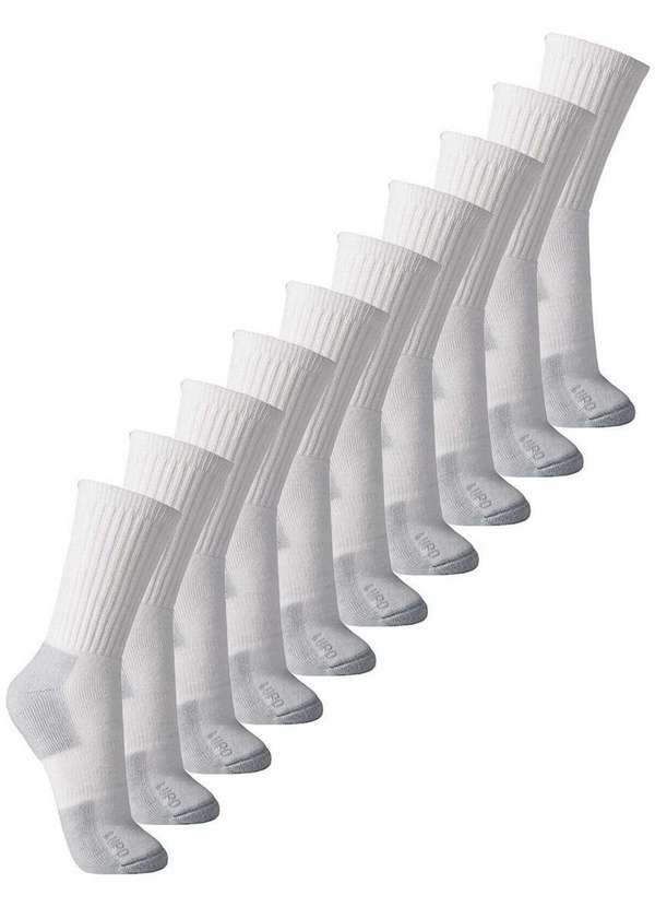 Lupo - Kit 10 pares de Meias Esportiva Cano Longo Lupo 3235-002 Branco