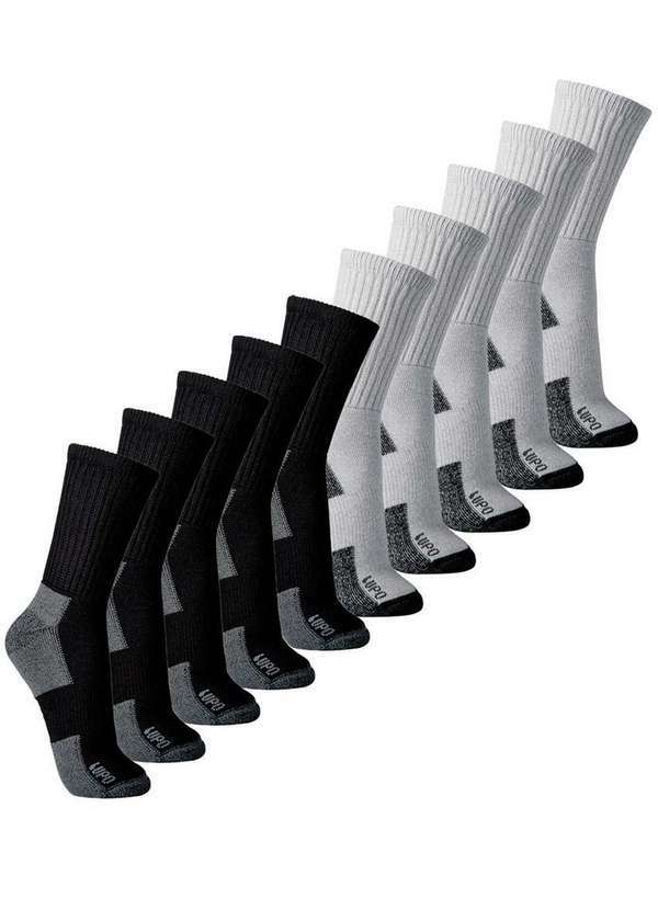 Lupo - Kit 10 pares de Meias Esportiva Cano Longo Lupo 3235-002 Preto-Cinza
