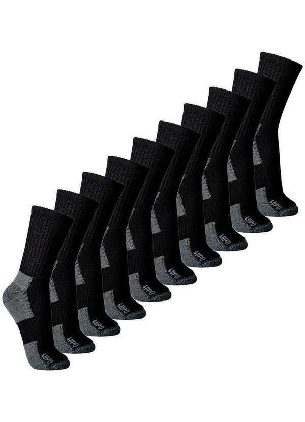 Lupo - Kit 10 pares de Meias Esportiva Cano Longo Lupo 3235-002 Preto
