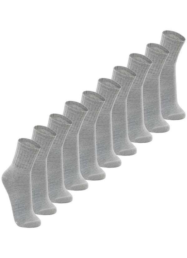 Lupo - Kit 10 pares de Meias Esportiva Cano Médio Lupo 3290-009 Cinza