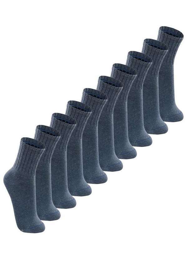 Lupo - Kit 10 pares de Meias Esportiva Cano Médio Lupo 3290-009 Mescla-Jeans