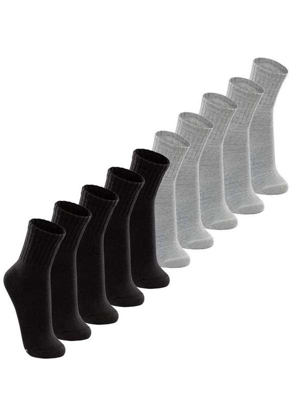 Lupo - Kit 10 pares de Meias Esportiva Cano Médio Lupo 3290-009 Preto-Cinza