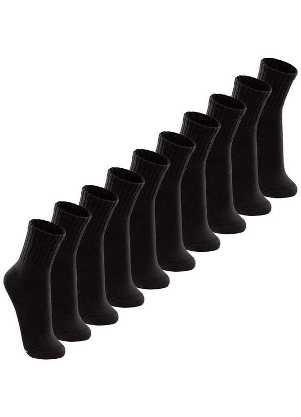 Lupo - Kit 10 pares de Meias Esportiva Cano Médio Lupo 3290-009 Preto