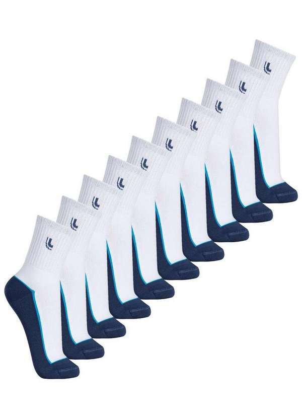Lupo - Kit 10 pares de Meias Esportiva Cano Médio Lupo 3290-114 Azul