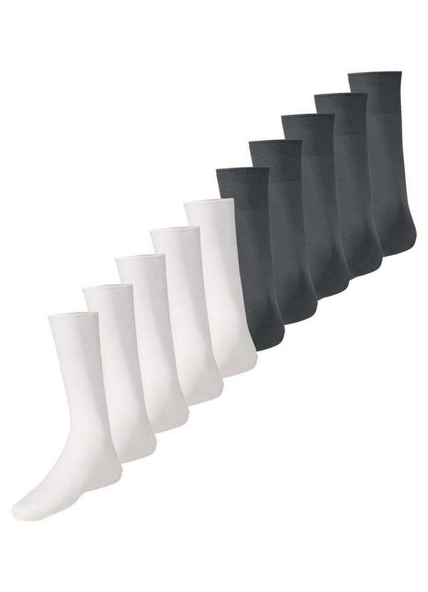 Lupo - Kit 10 pares de Meias Social Meianyl 6002-001 Branca-Grafite