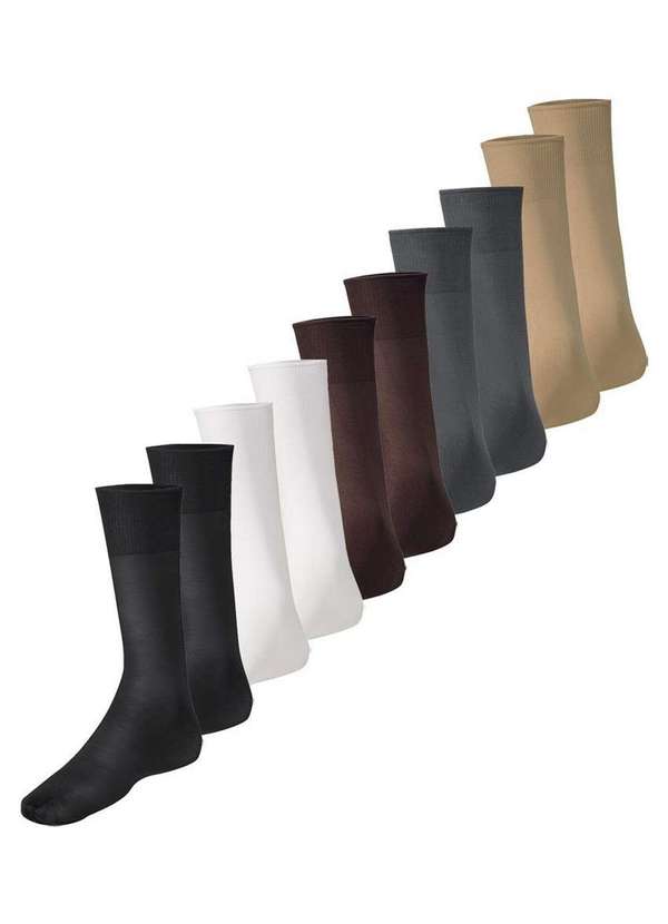 Lupo - Kit 10 pares de Meias Social Meianyl 6002-001 Preta-Branca-Café-Grafite-Bege