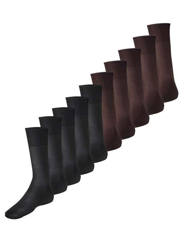 Lupo - Kit 10 pares de Meias Social Meianyl 6002-001 Preta-Café
