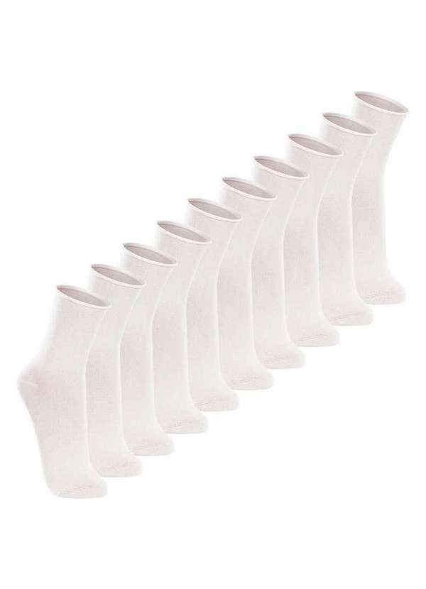 Lupo - Kit com 10 pares de Meias sem Punho Casual Lupo 1275-011 Branco
