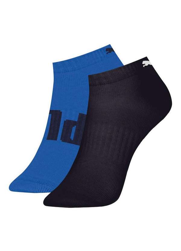 Puma - Kit 2 pares de Meias Esportiva Cano Curto Puma 4560-001/002 994-Azul-Preto