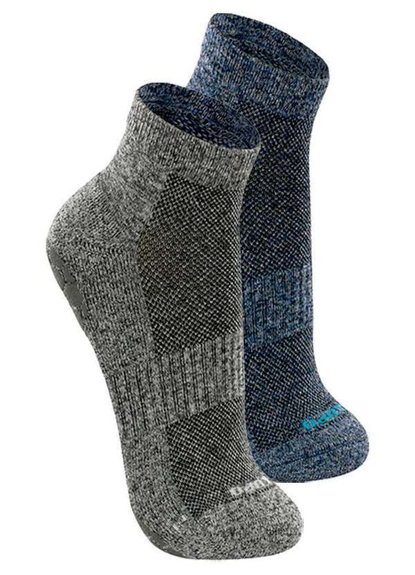 Lupo - Kit com 2 pares de Meias Antiderrapante Pilates Lupo 3310-003 Cinza-Chumbo-Anil