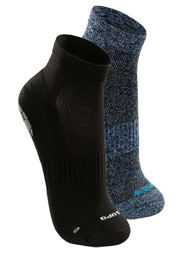 Lupo - Kit com 2 pares de Meias Antiderrapante Pilates Lupo 3310-003 Preto-Anil