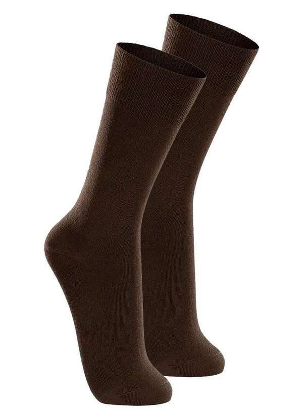 Lupo - Kit com 2 pares de Meias Casual Lupo 1210-201 Café