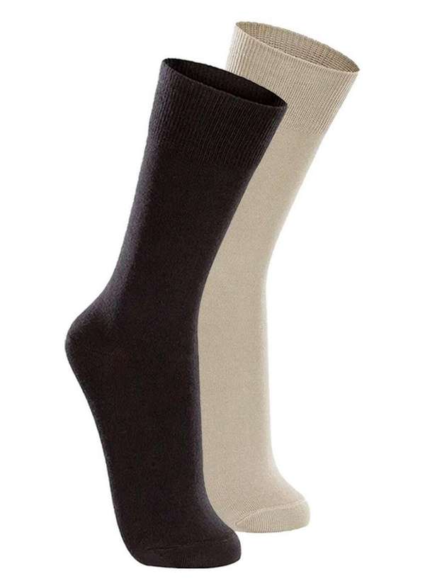 Lupo - Kit com 2 pares de Meias Casual Lupo 1210-201 Preto-Bege
