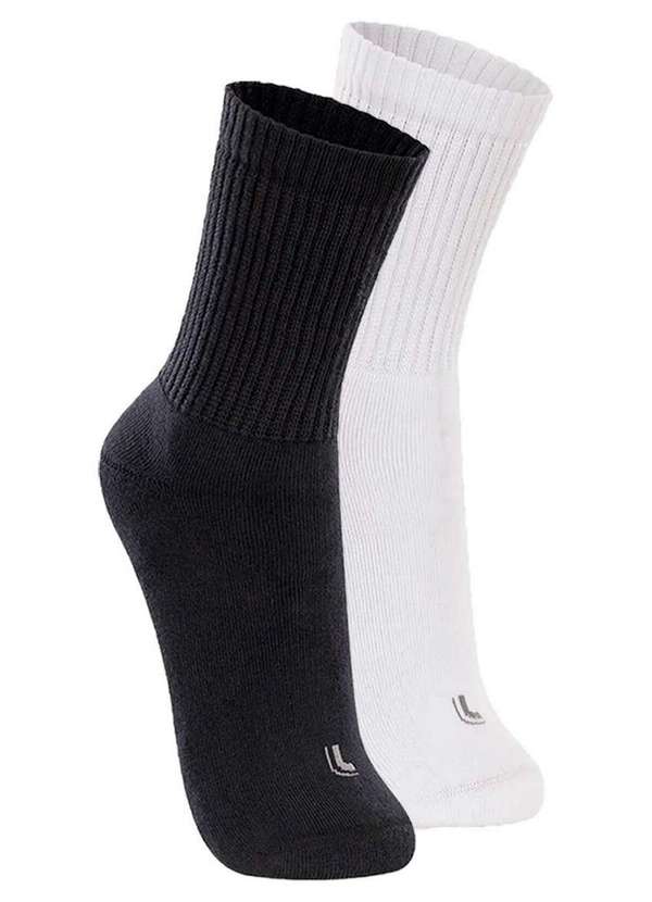 Lupo - Kit com 2 pares de Meias Esportiva Cano Longo Lupo 3250-001 Preto-Branco