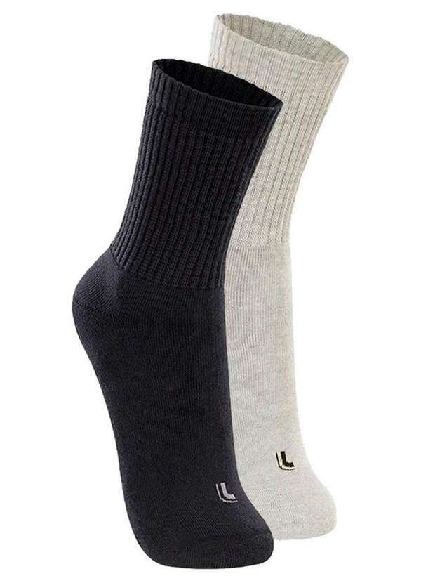 Lupo - Kit com 2 pares de Meias Esportiva Cano Longo Lupo 3250-001 Preto-Cinza