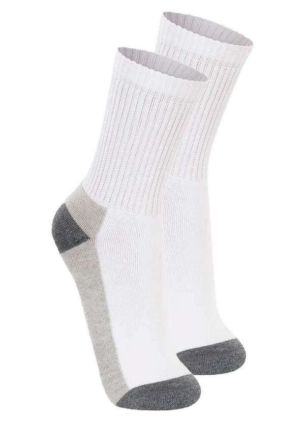 Lupo - Kit com 2 pares de Meias Esportiva Cano Longo Lupo 3250-002 Branco