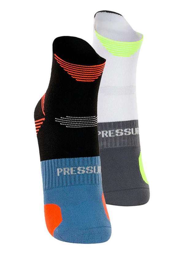 Lupo - Kit com 2 pares de Meias Performance Running Lupo 15424-001 Preto-Branco