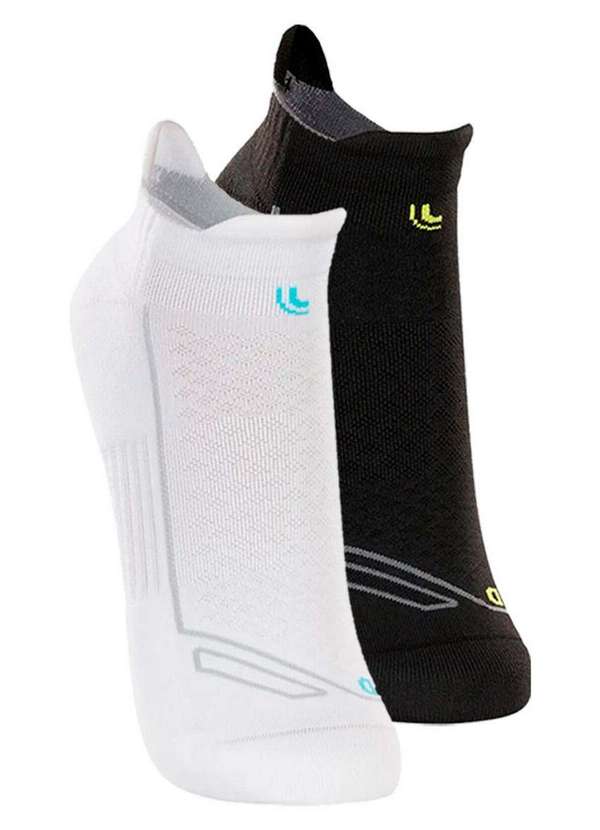 Lupo - Kit com 2 pares de Meias Performance Running Lupo 3276-002 Branco-Preto
