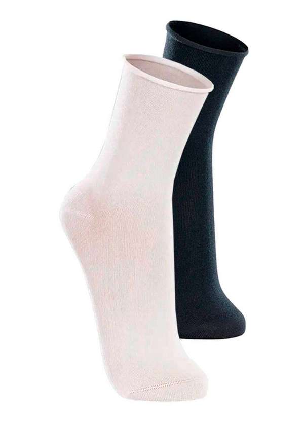 Lupo - Kit com 2 pares de Meias sem Punho Casual Lupo 1275-011 Branco-Marinho