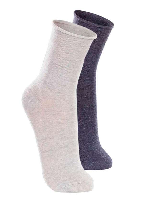 Lupo - Kit com 2 pares de Meias sem Punho Casual Lupo 1275-011 Cinza-Mescla-Jeans