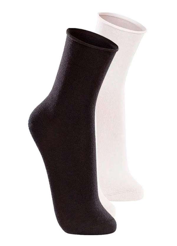 Lupo - Kit com 2 pares de Meias sem Punho Casual Lupo 1275-011 Preto-Branco