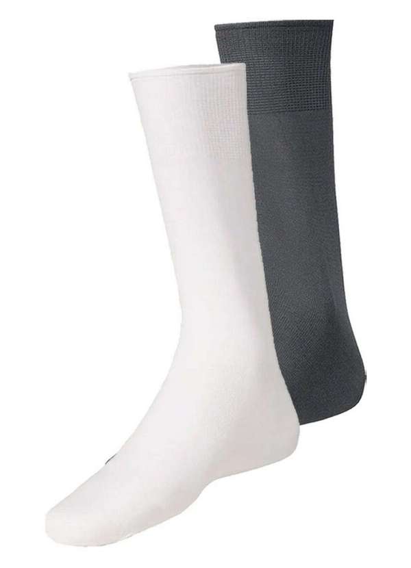 Lupo - Kit com 2 pares de Meias Social Meianyl 6002-001 Branco-Grafite