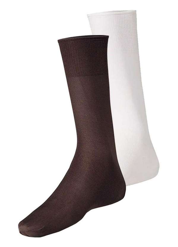 Lupo - Kit com 2 pares de Meias Social Meianyl 6002-001 Café-Branco