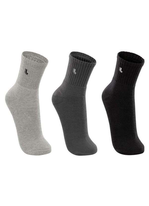 Lupo - Kit 3 pares de Meias Esportiva Cano Médio Lupo 3248-089 0902-Chumbo-Cinza-Preto