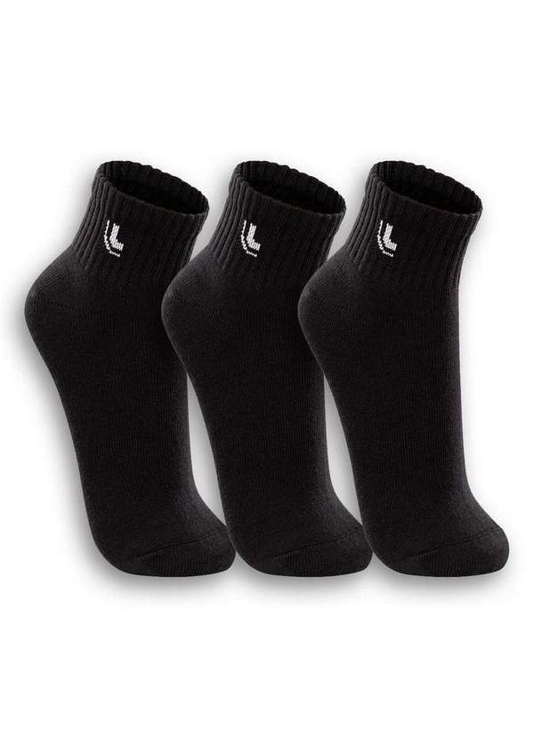 Lupo - Kit 3 pares de Meias Esportiva Cano Médio Lupo 3223-089 0906-Preto-Preto-Preto