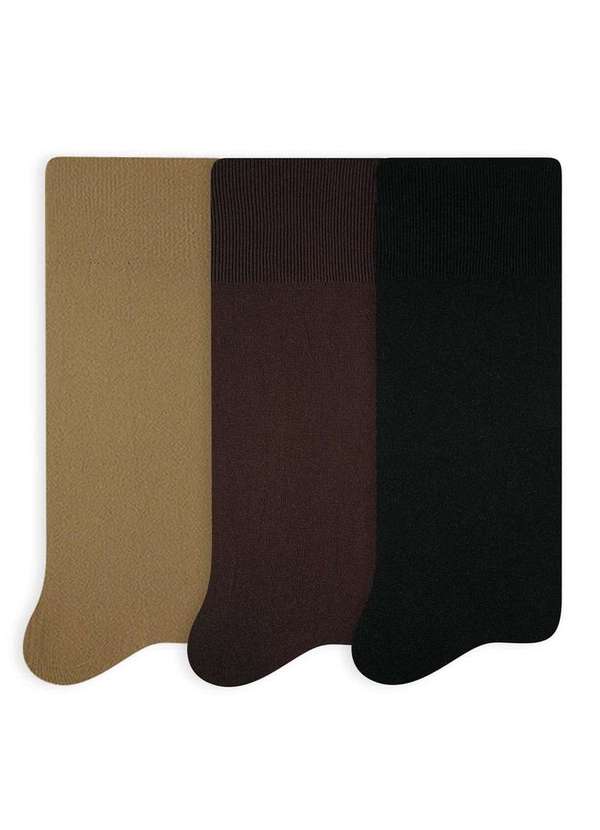 Selene - Kit 3 pares de Meias Social Selene 8500-300 999-Castor-Cafe-Preto