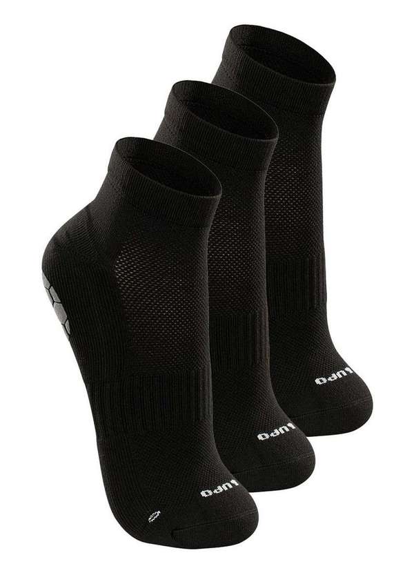 Lupo - Kit com 3 pares de Meias Antiderrapante Pilates Lupo 3310-003 Preto