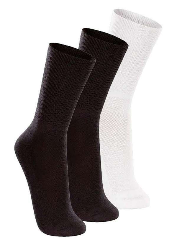 Lupo - Kit com 3 pares de Meias Cano Longo Lupo 1540-002 Preto-Branco