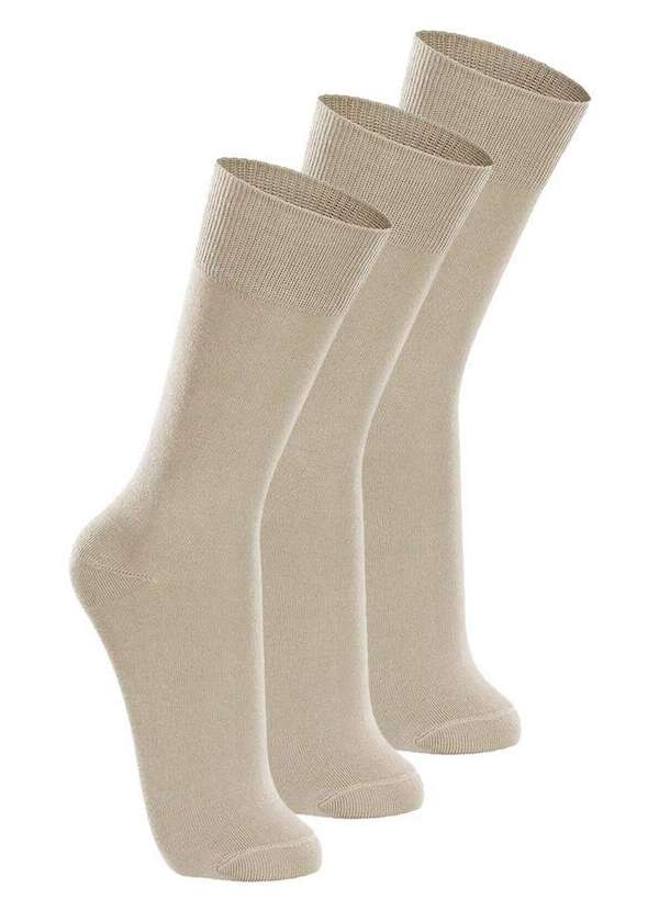 Lupo - Kit com 3 pares de Meias Casual Lupo 1210-201 Bege
