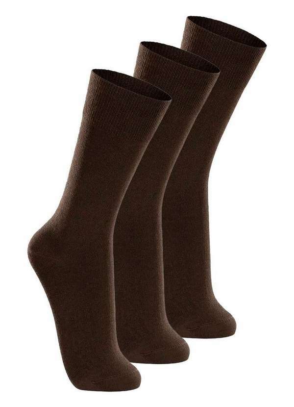 Lupo - Kit com 3 pares de Meias Casual Lupo 1210-201 Café