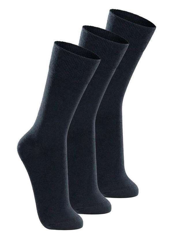 Lupo - Kit com 3 pares de Meias Casual Lupo 1210-201 Marinho