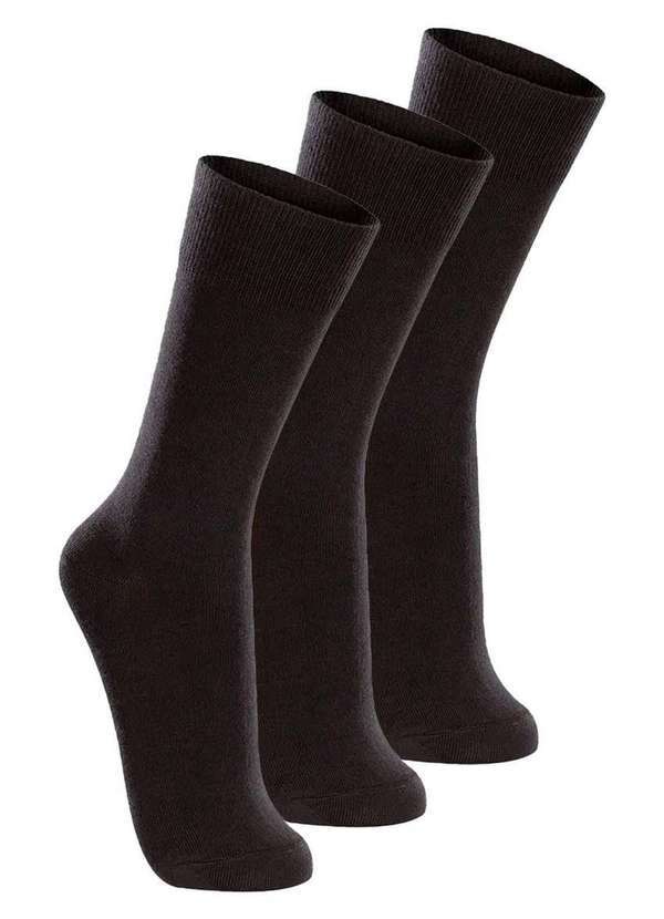 Lupo - Kit com 3 pares de Meias Casual Lupo 1210-201 Preto