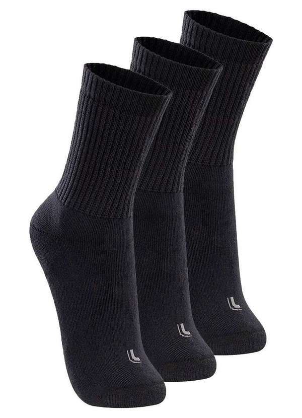Lupo - Kit com 3 pares de Meias Esportiva Cano Longo Lupo 3250-001 Preto
