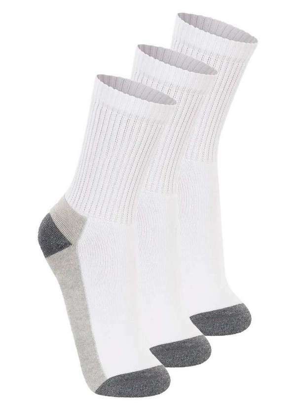 Lupo - Kit com 3 pares de Meias Esportiva Cano Longo Lupo 3250-002 Branco