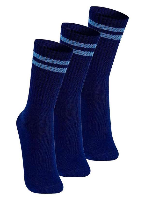 Lupo - Kit com 3 pares de Meias Esportiva Cano Longo Lupo 3292-009 Marinho