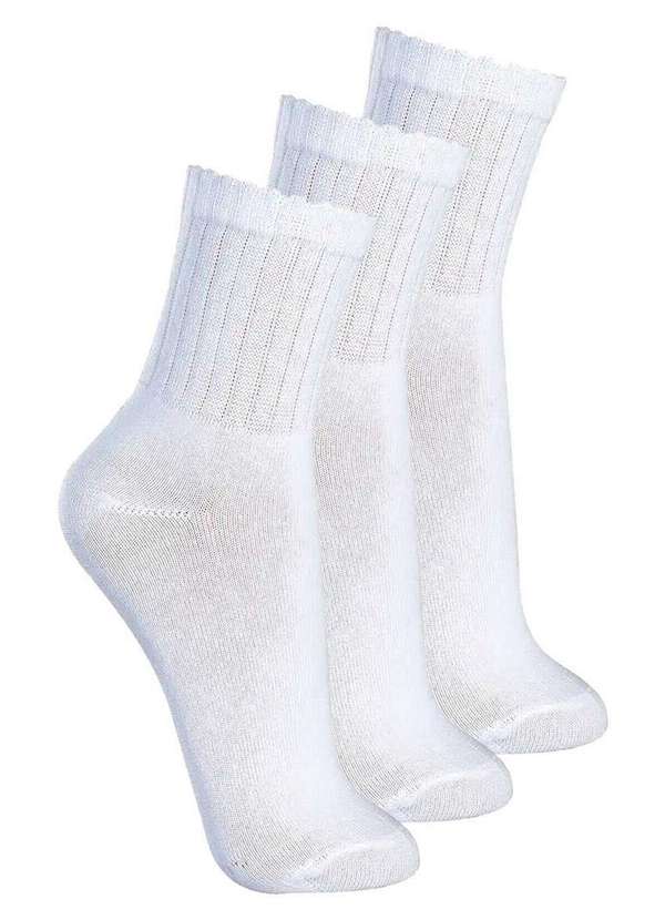Lupo - Kit com 3 pares de Meias Esportiva Cano Médio Lupo 3290-009 Branco